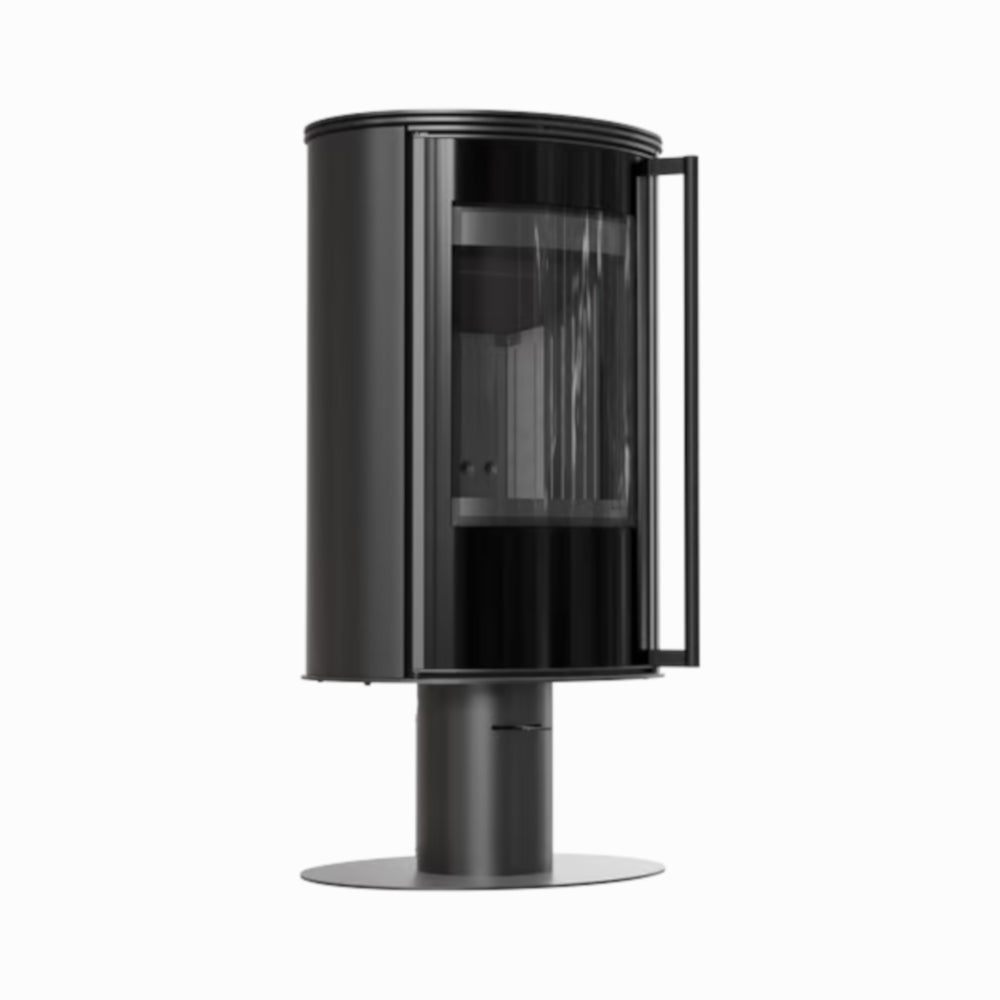 Kratki Kaminofen ERIK mit Sockel, schwarzer Brennraum, mit Türfeder | 5,5 kW | Klimaworld.com