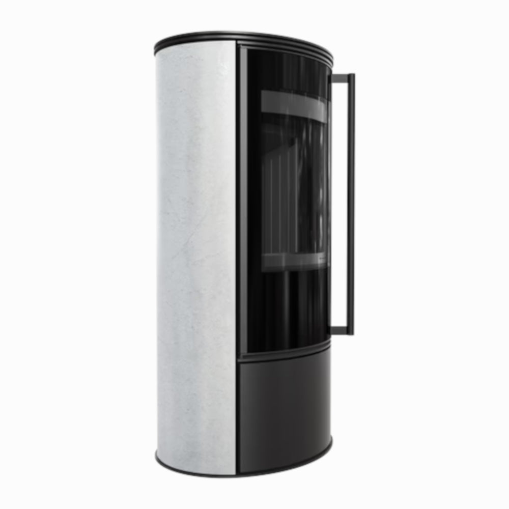 Kratki Kaminofen ERIK, white natural, Seite | klimaworld.com