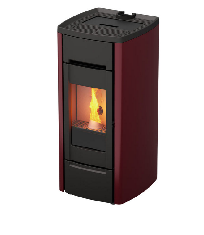 Kalor Pelletkamin Ermetica 98 Cast Iron Mod 6 in Bordeauxrot | klimaworld.com
