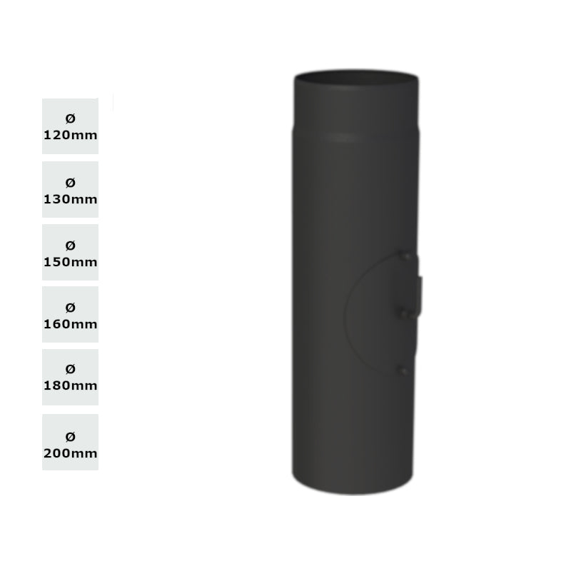 Jeremias Ofenrohr Längenelement 500mm+Drosselklappe schwarz | Øwählbar