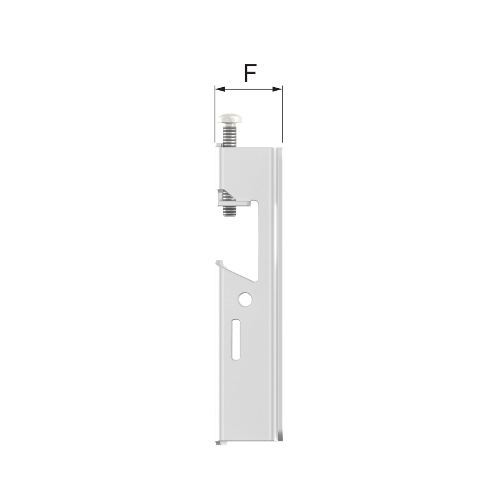 Weisse Wandhaltung MB2 Universal in seitlicher Ansicht mit Massangabe E | Klimaworld.com