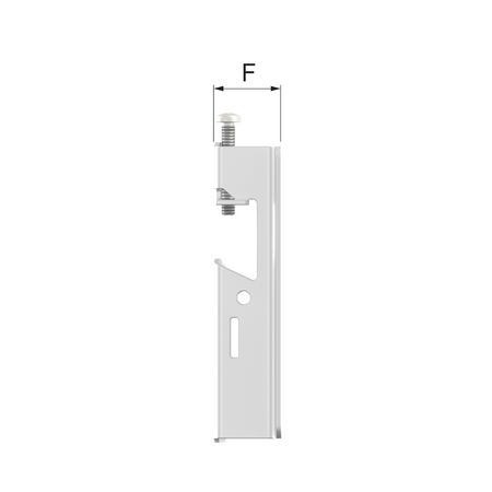 Weisse Wandhaltung MB2 Universal in seitlicher Ansicht mit Massangabe E | Klimaworld.com