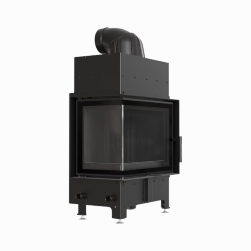 Kratki | Luftkamin FLOKI S | schwarzer Brennraum | mit Türfeder | Links | 8 kW