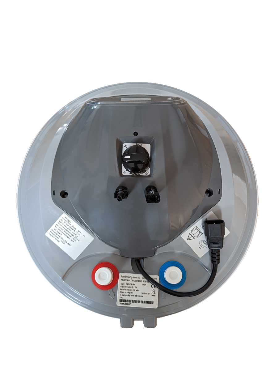 fothermo graue Anschluesse des photovoltaischer Hybridboilers PVB-80-AC | klimaworld.com