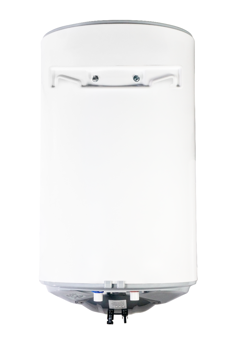 fothermo weisser zylindrischer photovoltaischer Offgridboiler, Rueckseite | Klimaworld.com
