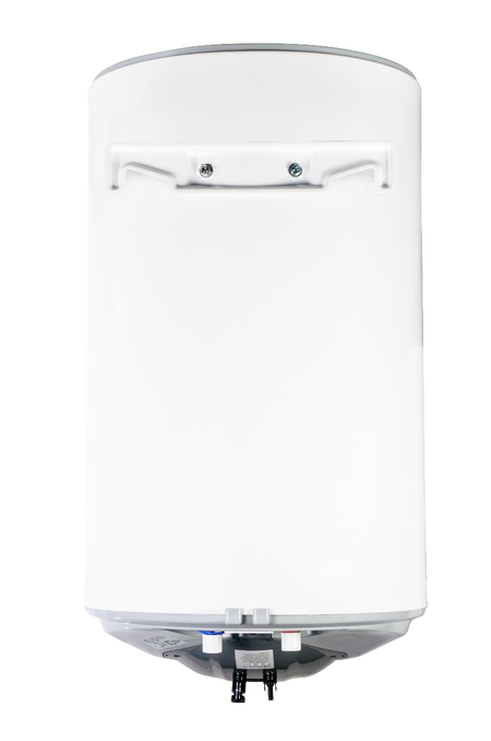 fothermo weisser zylindrischer photovoltaischer Offgridboiler, Rueckseite | Klimaworld.com