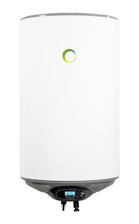 fothermo weisser zylindrischer photovoltaischer Offgridboiler, Frontansicht | Klimaworld.com