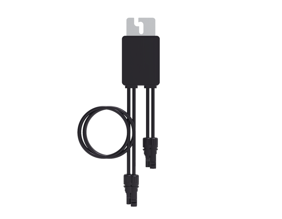 Huawei schwarzer PV-Optimierer Frontansicht mit Kabel und Anschluessen | klimaworld.com