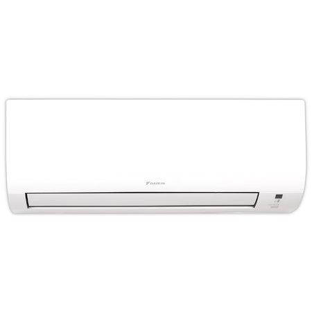 Daikin Comfora weisses, wandhaengendes Klimageraet mit glatter Front, Luftauslass unten, Display rechts | Klimaworld.com