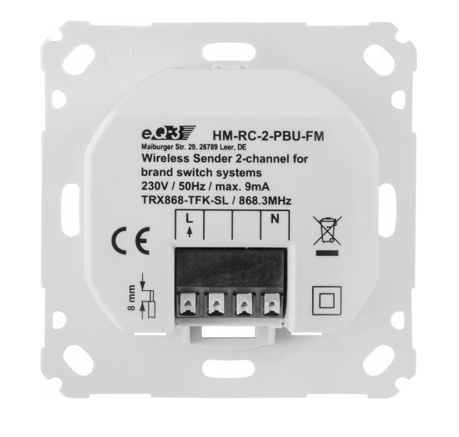 Homematic Funk-Sender für Markenschalter 2-fach | HM-RC-2-PBU-FM