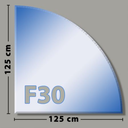 Viertelkreis F30  Funkenschutzplatte aus Sicherheitsglas