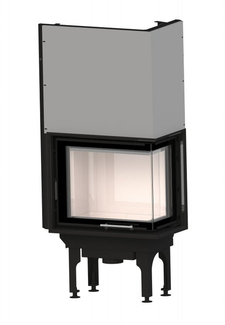Warmluft Kamineinsatz Flamen Gama, Eckglas,Rechts 6,5kW