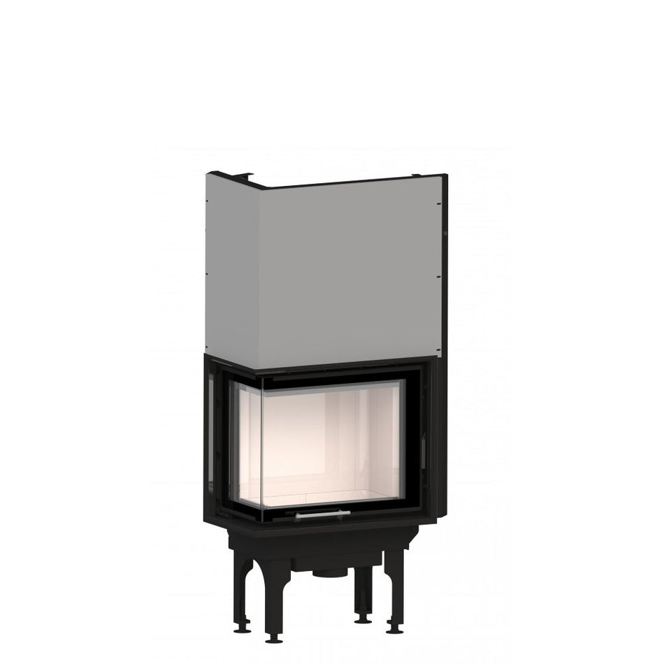 Warmluft Kamineinsatz Flamen Gama, Eckglas,Links 6,5kW (H