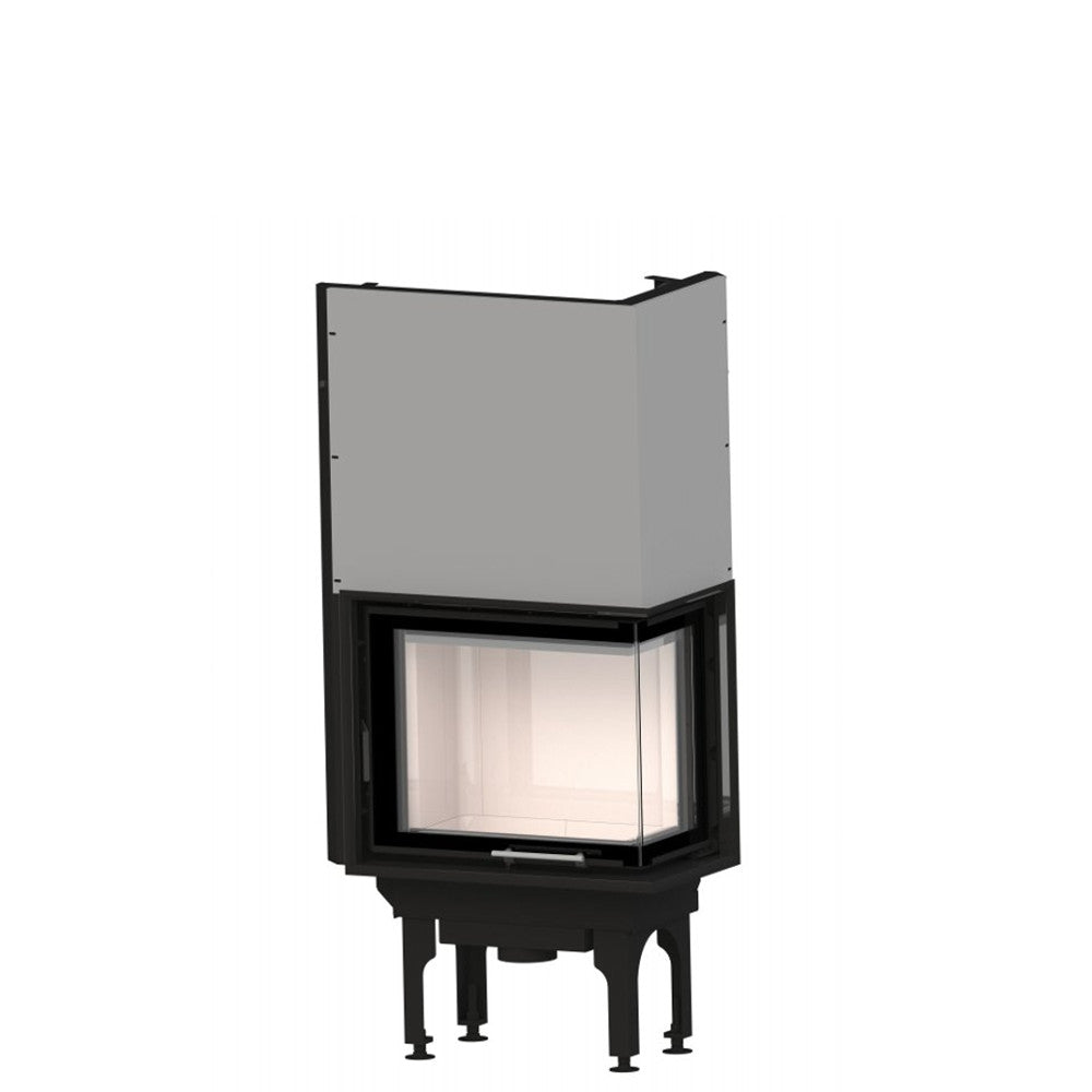 Warmluft Kamineinsatz Flamen Gama, Eckglas,Rechts 6,5kW