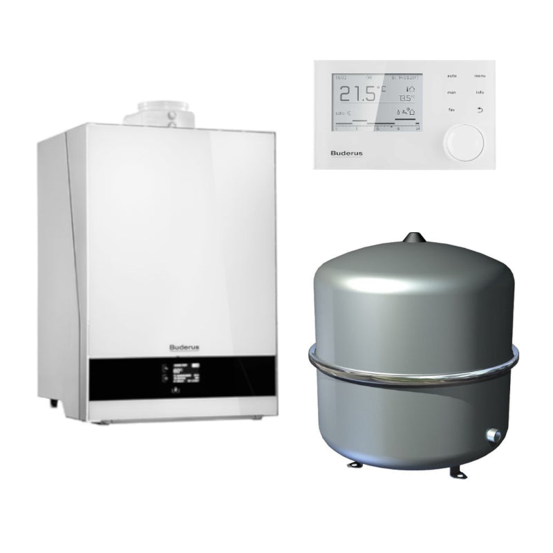 BUDERUS | Gas-Brennwertkessel-Set | Logaplus W50S | GB192i-25W | 25 kW
