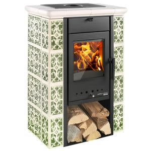 Haas+Sohn | Kaminofen Tirol 343.15-C  perl-schwarz/ grün-weiss