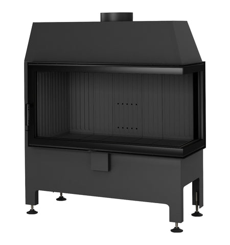 Heatro 81P Black| Panoramascheibe mit Seitenverglasung rechts| 12 kW