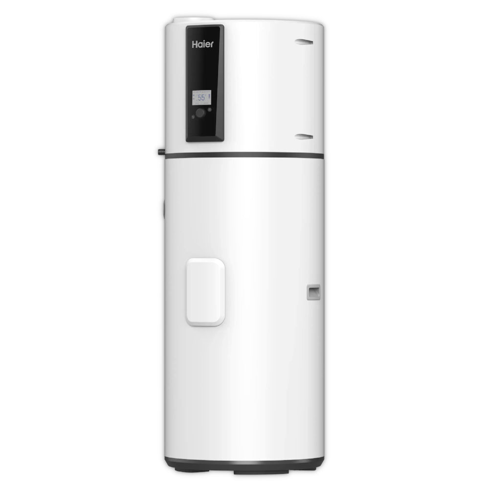 Haier Brauchwasserwaermepumpe HP200M7-F9 in Weiss mit schwarzem Bedienfeld und Display vorne | Klimaworld.com