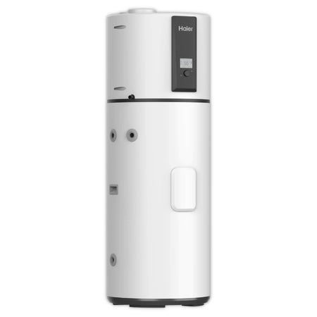 Haier Brauchwasserwaermepumpe HP200M7-F9 in Weiss mit schwarzem Bedienfeld und Display vorne | Klimaworld.com