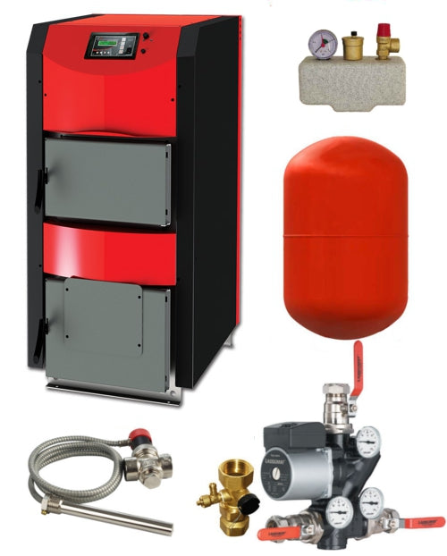 Scheitholzkessel ThermoFlux HKK Active 30 kW mit Anschlußpaket