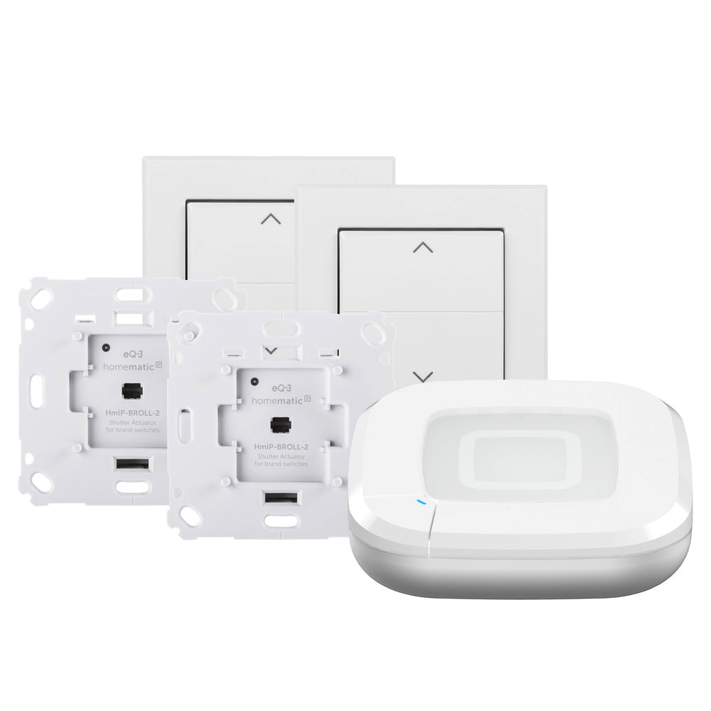 Homematic IP Smart Home Starter Set Rollladensteuerung HmIP-SK29 mit weissem Acces Point, Tasterwipp und Rollladenaktor | klimaworld.com