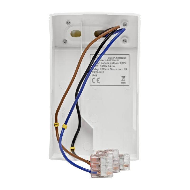 Homematic IP Bewegungsmelder mit Schaltaktor - weiß | Ansicht Klemmanschluss | HmIP-SMO230 | klimaworlv.com