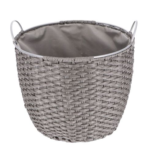 TermaTech Kaminholzkorb aus Rattan in der Farbe Hellgrau| 57 Liter