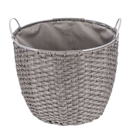 TermaTech Kaminholzkorb aus Rattan in der Farbe Hellgrau| 57 Liter