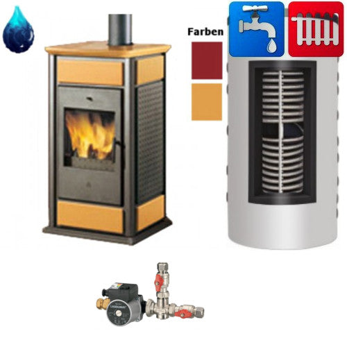 Kaminofen wasserführend Warm CS Basic 15kW inkl. hygiene-Speicher + Rücklaufanhebungsgruppe