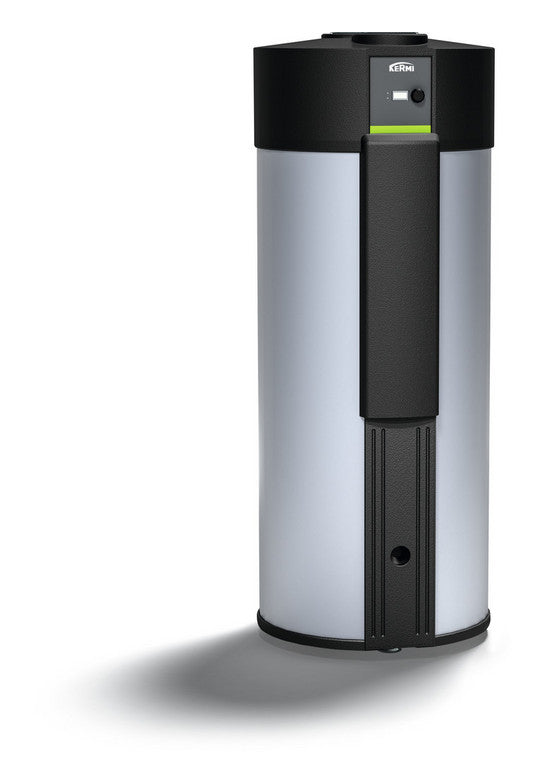 KERMI x-change fresh 300 A I Trinkwasserwaermepumpe als zylindrischer Speicher mit schwarzem Deckel | Klimaworld.com
