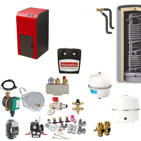 ThermoFlux INTERIO 18 Heizsystem-Set mit Pelletkessel, Pufferspeicher, Pumpengruppe, Ventilen, Ausdehnungsgefaessen und Zubehoer | Klimaworld.com