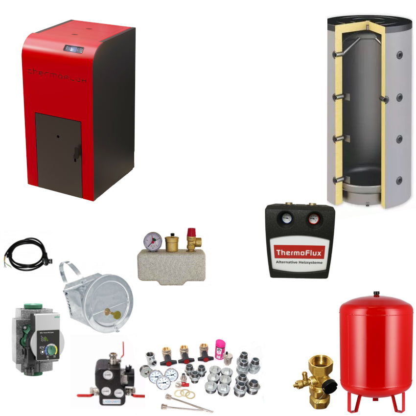 ThermoFlux Pelletkessel INTERIO 15 15kW | Komplettset 3 | Klimaworld.com