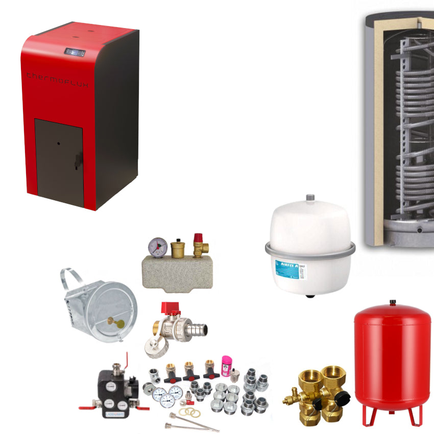 ThermoFlux Pelletkessel INTERIO 15 15kW | Komplettset 4 | Klimaworld.com