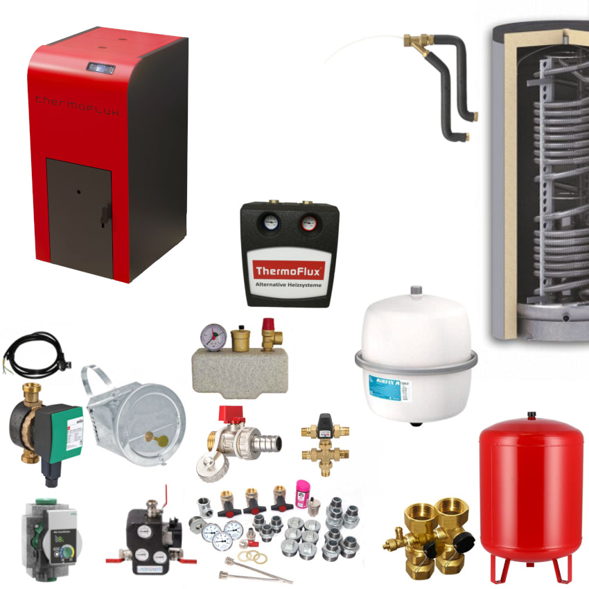 ThermoFlux Pelletkessel INTERIO 15 15kW | Komplettset 5 | Klimaworld.com