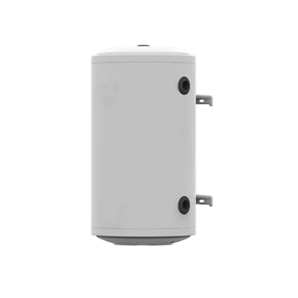 Zylindrischer Pufferspeicher in Weiss von STYLEBOILER mit seitlichen Anschluessen | klimaworld.com
