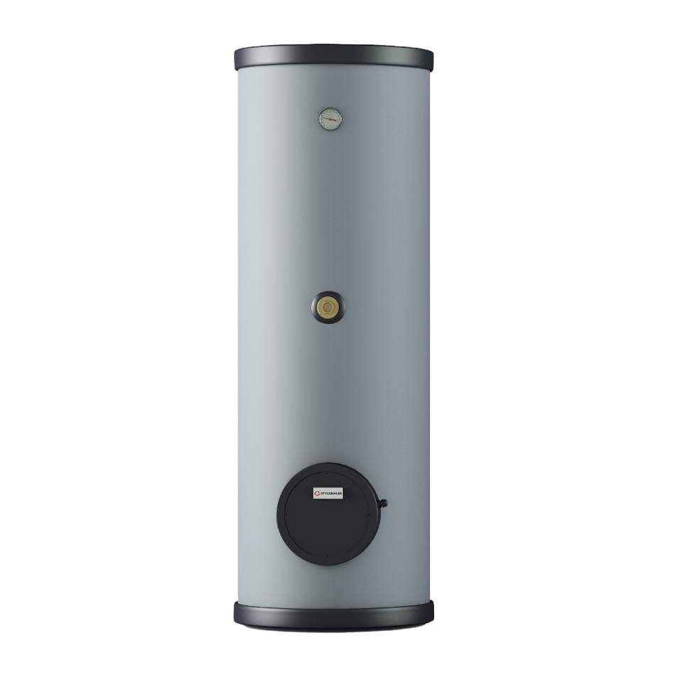 Styleboiler Edelstahl Warmwasserspeicher ISSWWXA 500 in der Farbe grau | mit Thermometer und Anschlussstopfen | Klimaworld.com