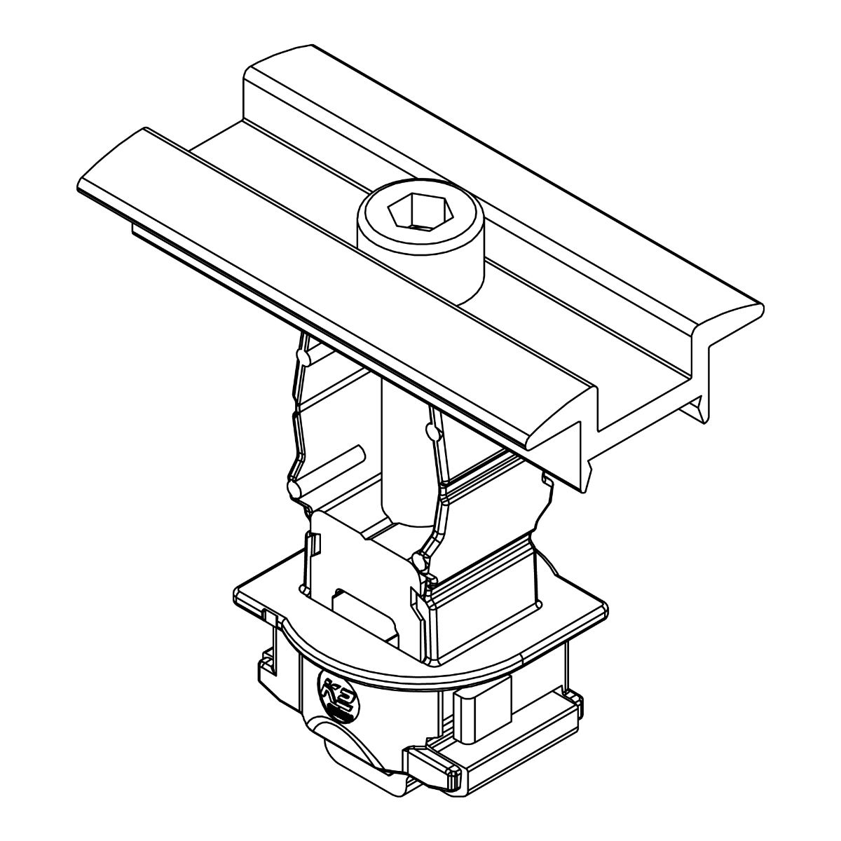 K2 Universal Mittelklemme von schräg oben 