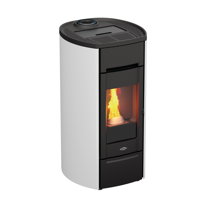Kalor Pelletkamin Ermetica 98 Cast Round Mod 6 in Weiss| klimaworld.com