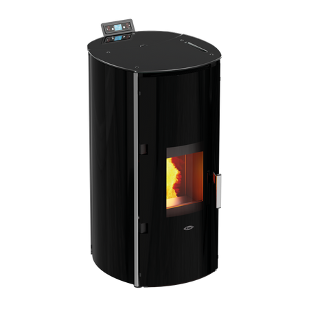 Kalor Redonda Glass Idro wasserführender Pelletkamin | schwarz | klimaworld.com