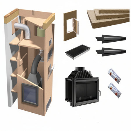 Kaminbausatz Set Maja 8 | Luftgitter schwarz | 8 kW ➔ klimaworlv.com