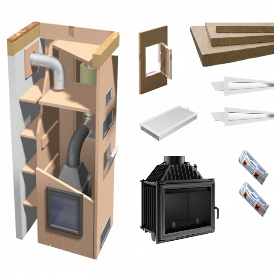 Kaminbausatz Set Maja 8 | Luftgitter weiß | 8 kW ➔ klimaworlv.com