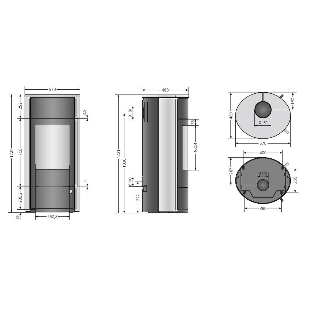 Oranier Polar Neo Vantage W+ | Maße