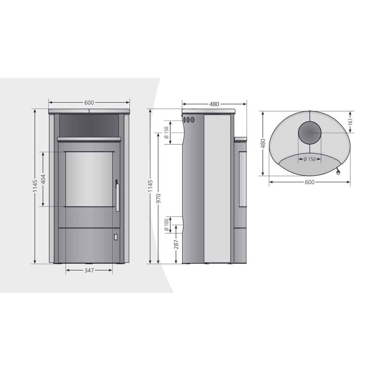 ORANIER | Pori 5 | Kaminofen| Gussgrau | 5.0 kW | A+