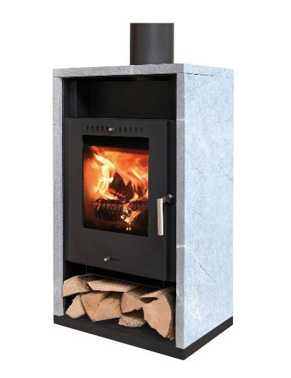 Warmluftkaminofen Asgård 7SK schwarz 5kW mit Holzfach
