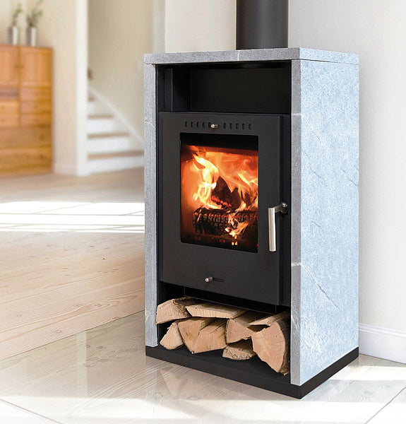 Warmluftkaminofen Asgård 7SK schwarz 5kW mit Holzfach