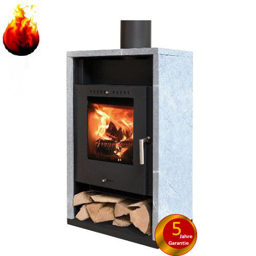 Warmluftkaminofen Asgård 7SK schwarz 5kW mit Holzfach