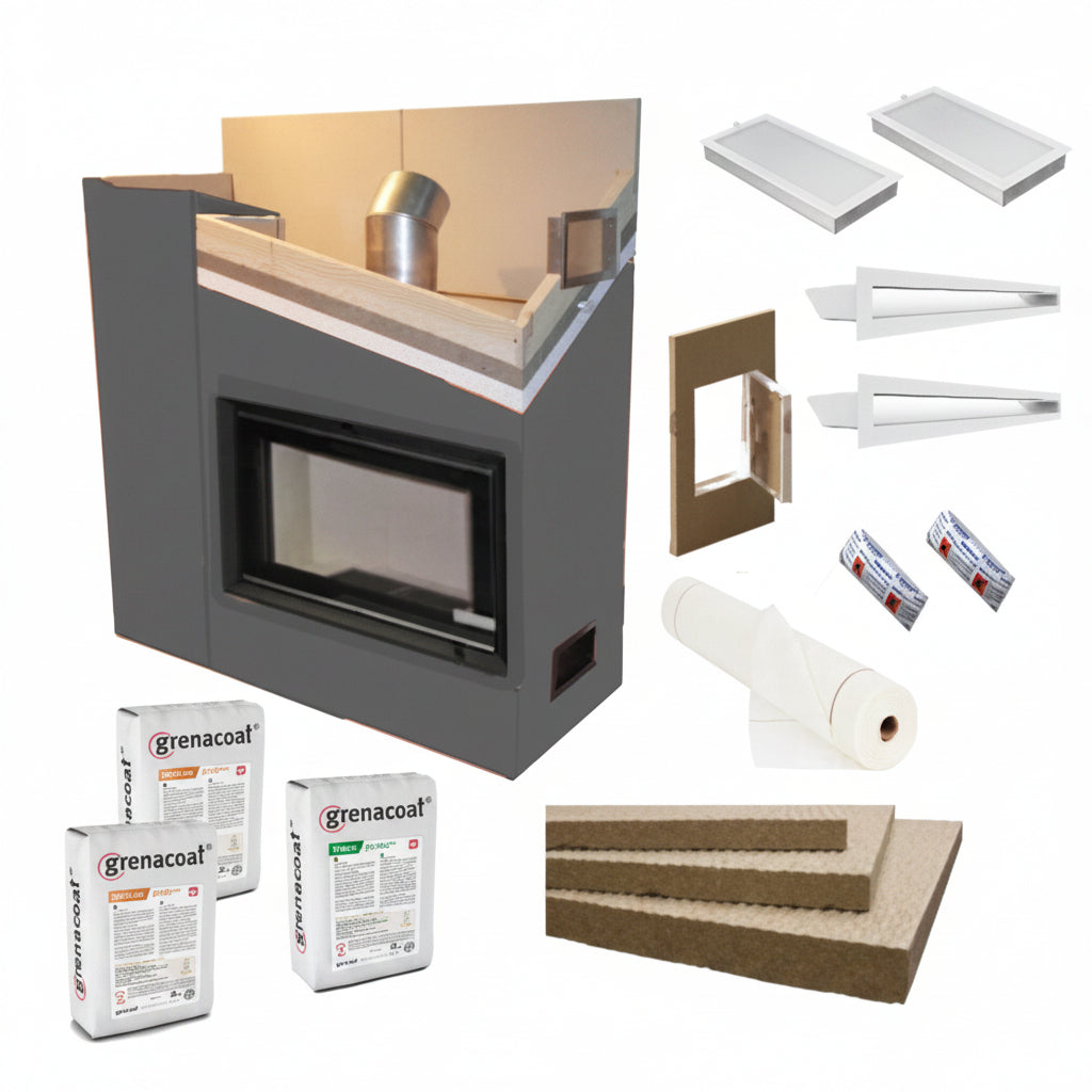Kaminverkleidung Kaminbausatz - Komplett SET 2 groß | weiß