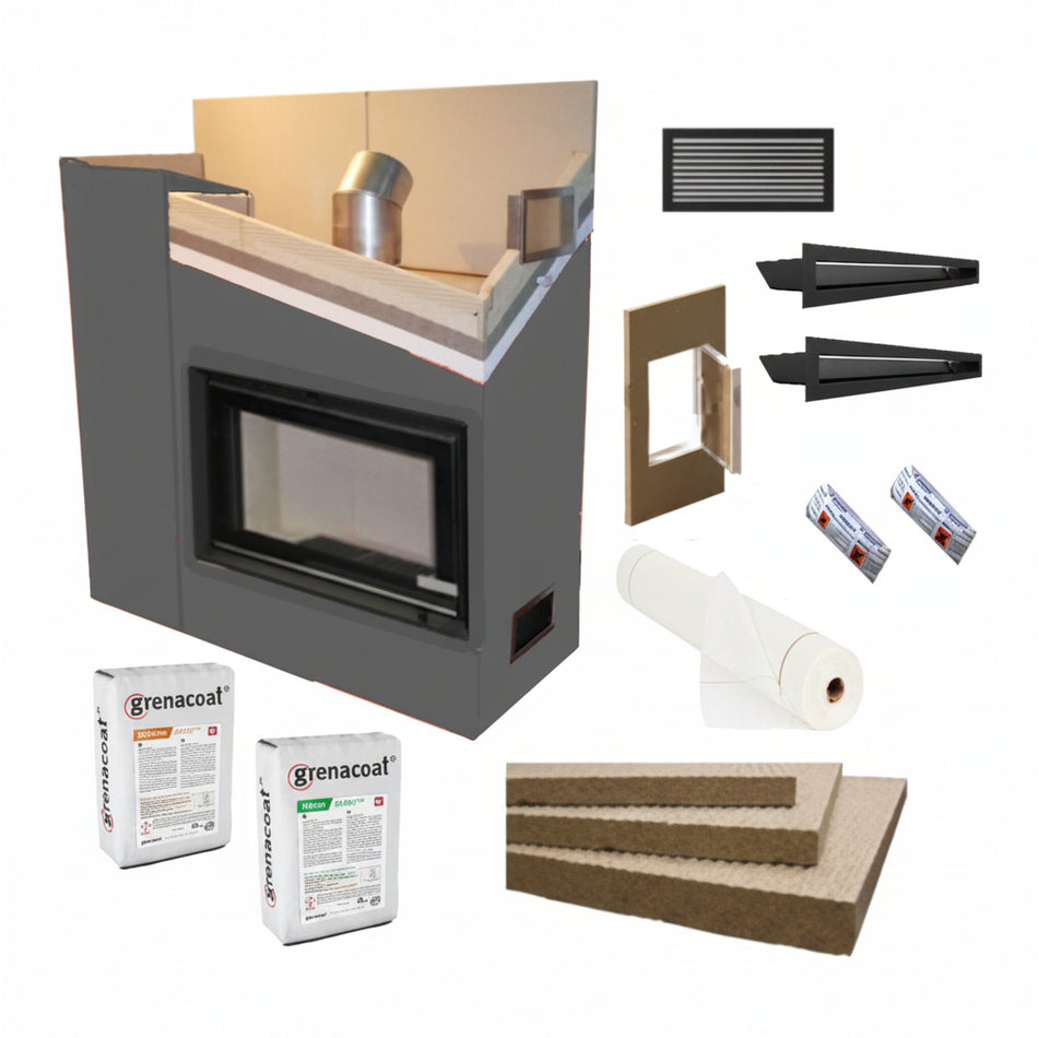 Kaminverkleidung Kaminbausatz - Komplett SET 2 klein | schwarz