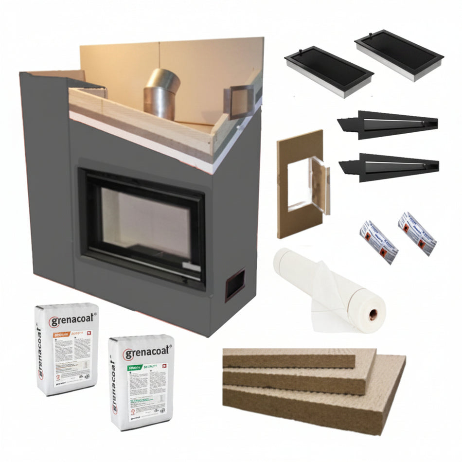 Kaminverkleidung Kaminbausatz - Komplett SET 2 mittel | schwarz