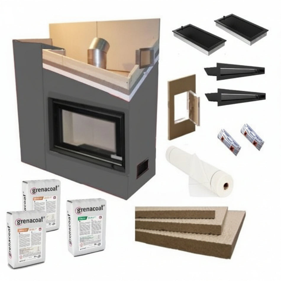 Kaminverkleidung Kaminbausatz - Komplett SET 2 groß | schwarz